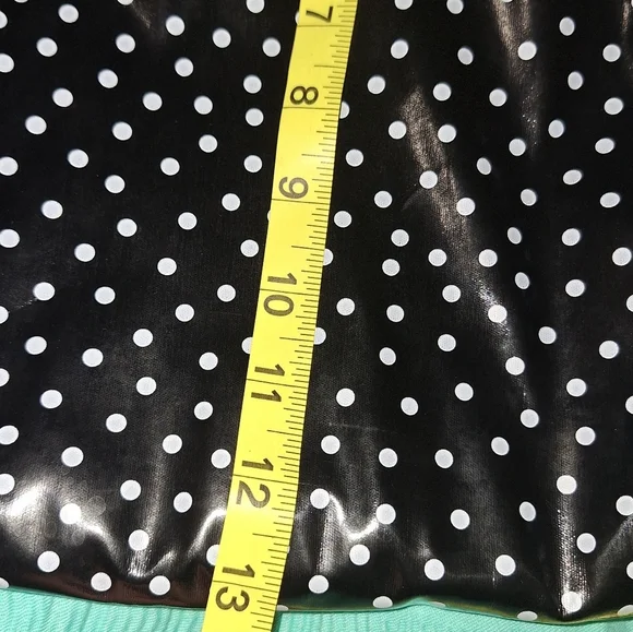 Polka Dot Oilcloth Tote Bag Black and White - Picture 3 of 4